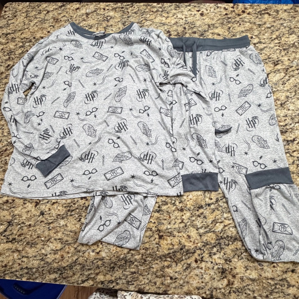 Harry Potter Wizarding World Womens Pajama Set Gray Long Sleeve Joggers Medium‎